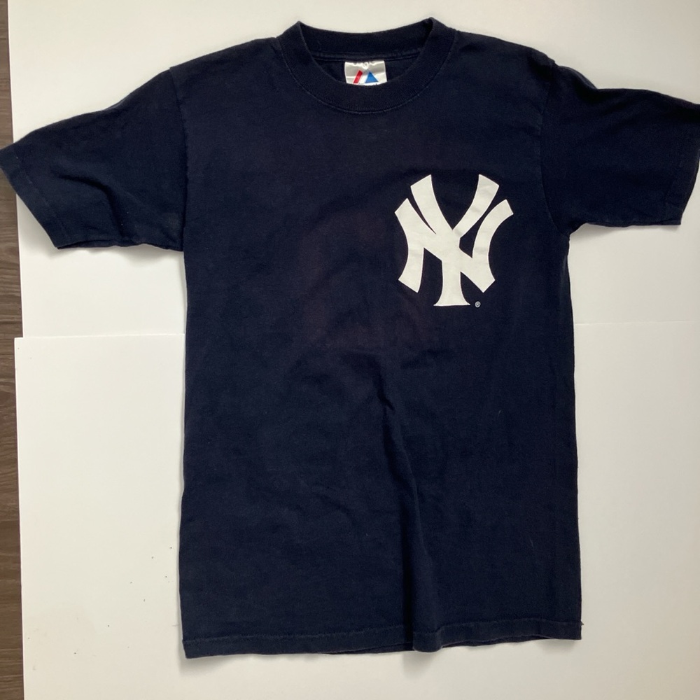 Vintage Majestic  Yankees Alex Rodriguez Navy Blue Kids Tee with White Logo